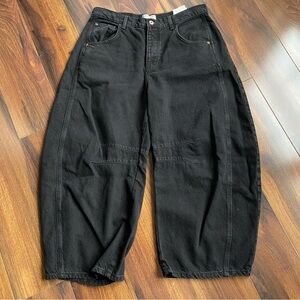 31S We the Free Good Luck Mid Rise Barrel Jeans Relaxed Black NWT